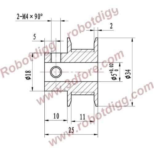 HTD 3M Timing Pulley 32 Teeth 5mm, 6.35mm or 8mm Bore for 9mm HTD 3M timing belt 2 pcs per lot