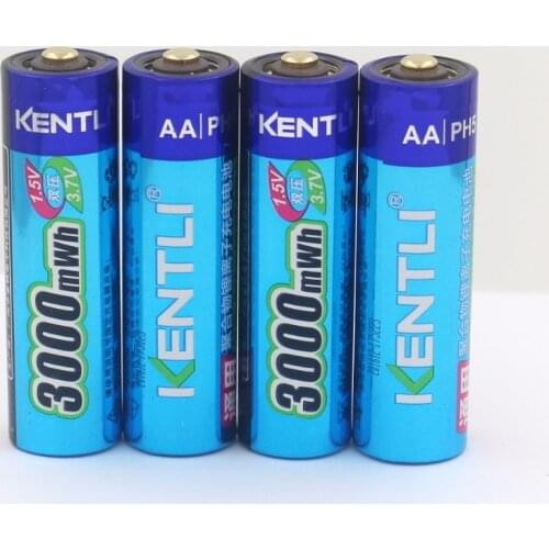 KENTLI 4pcs/lot 3000mWh AA battery 1.5V AA rechargeable battery camera battery lithium polymer battery