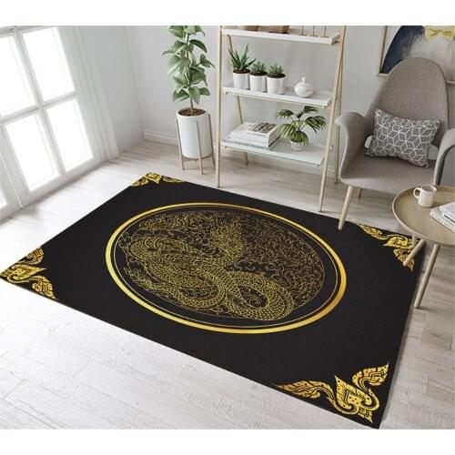 Chinese Style Black Background Golden Dragon Home Childrens Room Floor Cushion Kitchen Area Rugs Bathroom Carpets Non-Slip Mat