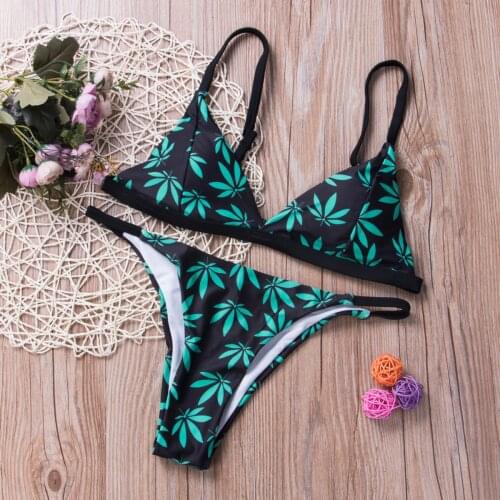 Summer Sexy Floral Printed Women Bikini Sets Push-up Padded Bra Swimsuit Swimwear Bathing Suit Flower Beachwear Costume