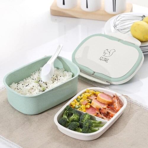 Microwave Lunch Box Dinnerware Food Storage Container Children Kids School Office Portable Double Layer Thermal Bento Box