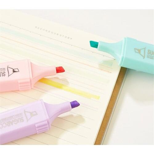 Double Head Highlighter Pen Fluorescent Chisel Tip Pen-Markers Assorted Color Water Based Dry Quickly Sketching Marker Staionery
