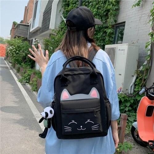 Harajuku Kawaii Fashion Women Backpack Cartoon Nylon Waterproof School Bag For Girls Large-capacity Waterproof Travel Backpacks