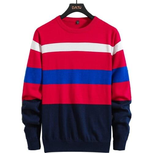 Mens new autumn/winter jacket full cotton stripe fashion casual multi-color joker wear sweater series size M,L,XL,XXL,XXXL