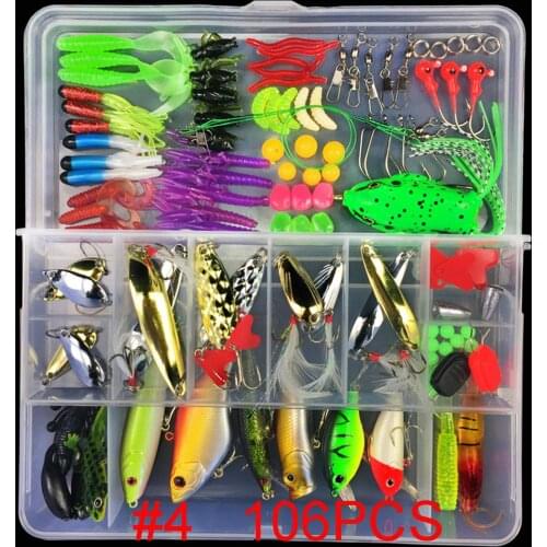 28/88/105/106 Pcs/Set Multifunctional Fishing Lure Fake Bait Artificial Swimbait Fishing Hook Kit Fishing Accessories