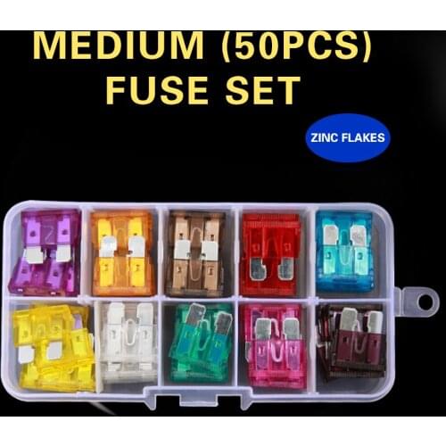 50/100PCS Car Fuses 2A 3A 5A 7.5A 10A 15A 20A 25A 30A 35A Amp Auto Blade Type Fuse Set Truck