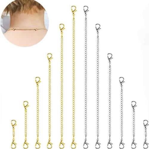 Wholesale 10pcs/lot Stainless Steel Necklace Bracelet Extender Chain Set for DIY Jewelry Making Two Colors