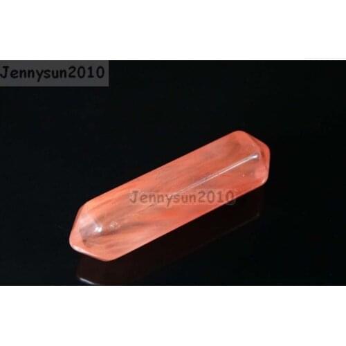 Natural Cherry Quartz Gems stone Hexagonal Pointed Reiki Chakra Raw Wand Pendant Beads Necklace Jewelry 20Pcs/Pack