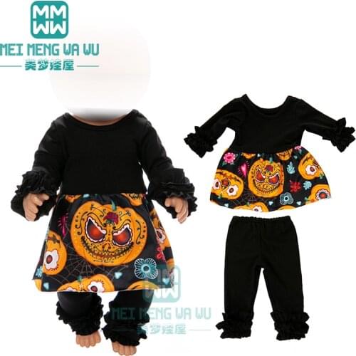 Clothes for doll fit 43cm baby new born doll Halloween set of pumpkin lights, lollipop Wizard hat