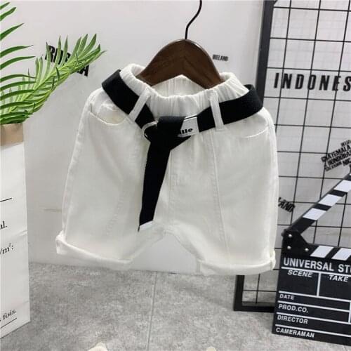 Solid Colors Kids Trousers Girls Clothes Children Pants for Baby Boys Shorts Summer Beach Candy White woven 2-7Year