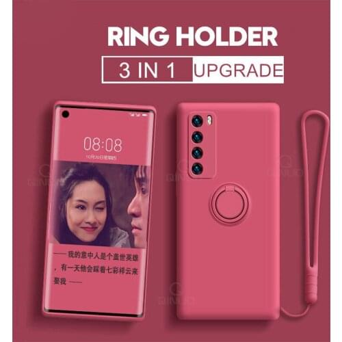 Soild Color Liquid Silicone Phone Case For Samsung Galaxy S20 Plus Note 20 Ultra Luxury Magnetic Holder Stand Ring Bracket Cover