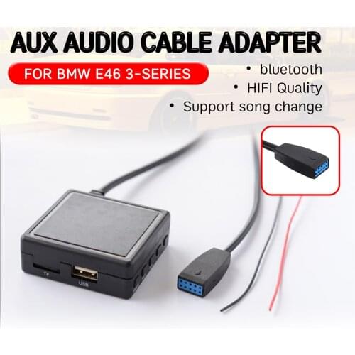 For BMW E46 2002 2003 2004-2006 Cable with USB,microphone Hands-free Aux Adapter for 10 Pin CD Headunit bluetooth Aux Receiver