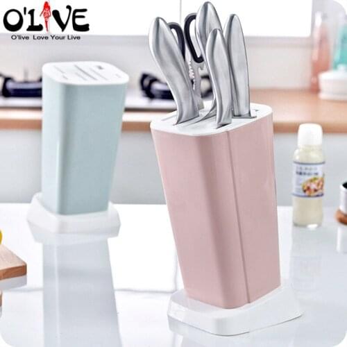Plastic Knife Holder Stand Block Kitchen Knives Storage Rack Drain Cutlery Shelf Organizer Kitchen Tools Dropship