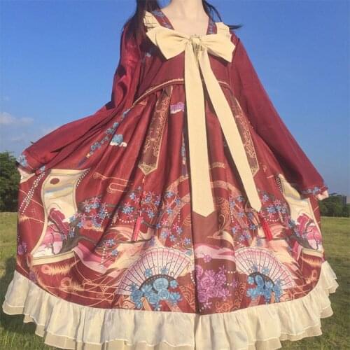 Lolita dress Yaochi Chinese style Chinese elements long-sleeved OP dress Kawaii Cute Vintage Tea Party Dress