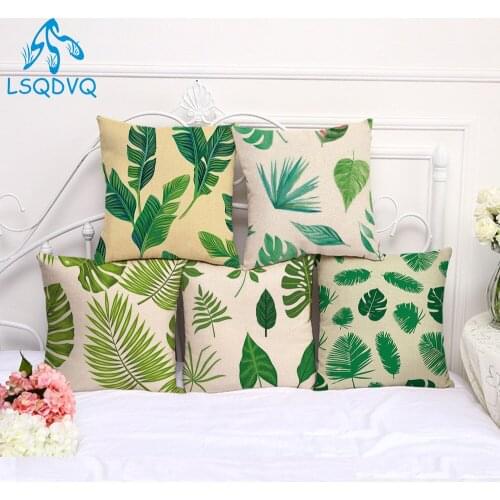 Tropical Rainforest Plant Print for Sofa Car Cushion Cover Cotton Linen Throw Pillow Home Decorative Chair Pillow Cover