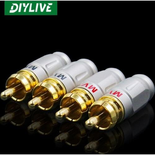DIYLIVE MVS pure copper gold plated RCA lotus head aperture 5mm solder-free RCA audio signal plug