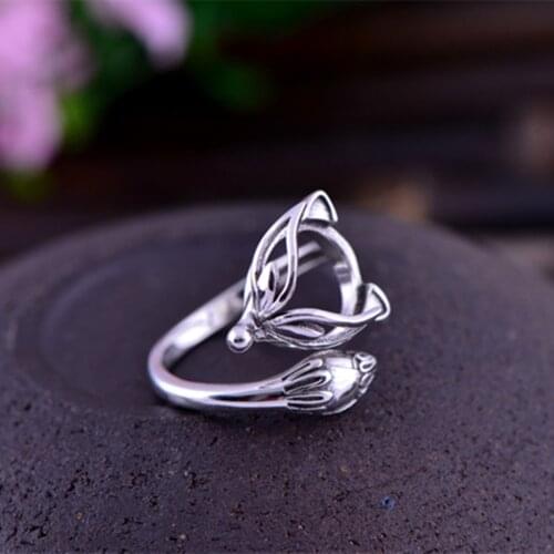 Joanlyn Adjustable Thai Sterling Silver Fox Ring Blank (10x10mm Round Blank) R050B