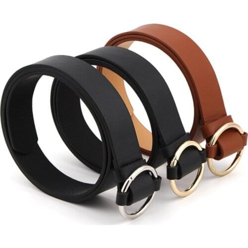 2020 New Womens Fashion Round Buckle Retro Simple Imitation Leather Waistband Casual All-match Belt Multicolor Optional
