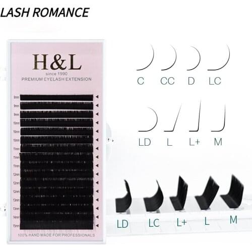LASH ROMANCE Mix 8~15mm 16 row Handmade Korean Pbt Eyelash Extension Natural Soft Faux Mink Lash