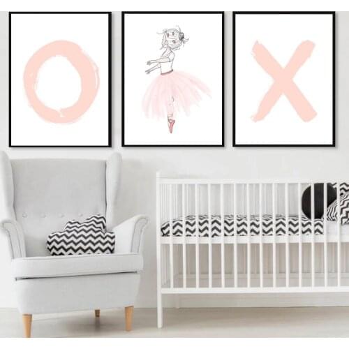 Pink Girls Princess Ballet Dancer Posters Prints Modern Home Decor Canvas Painting Modular Wall Pictures Bedroom Wall Art Murals
