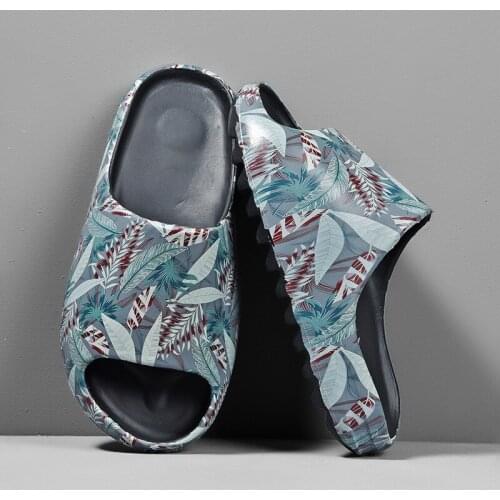 Unisex Slides Breathable Summer Flip Flops Lightweight Fish Mouth Graffiti printing Slippers Men Women Big Size 34-46