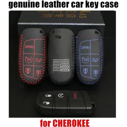 Only Red free shipping hot sale car key case leather hand sewing car key cover fit for JEEP 14 NEW GRAND CHEROKEE