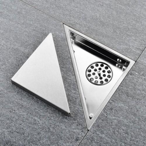 Stainless Steel Triangle Invisible Floor Drain Balcony Bathroom Corner Floor Drain Deodorant Tile Insert Shower Drain Fast Drain