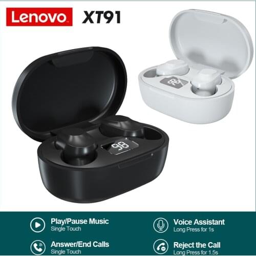 Lenovo XT91 TWS Earbuds Touch Control Sports Headset Sweatproof In-ear Earphones with Mic Bluetooth 5.0 True Wireless Headphones