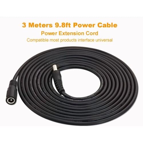 Sdeter 5M/16FT DC Power Extension Cable 3 Meter/ 10FT Jack Socket To 5.5mmx2.1mm Male Plug For CCTV Camera Work with 12V Charger