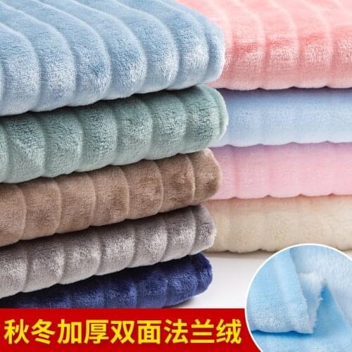 180cmx50cm Autumnwinter Thickened Double-sided Flannel Stripes Fabric Plush Cloth Coral Fleece Blankets Pajamas Clothing Fabrics