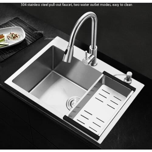 Thickened Stainless Steel Under Counter Kitchen Sink Home Improvement Hotel Single Bowl Washing Vegetable Kitchen Fixture Basin