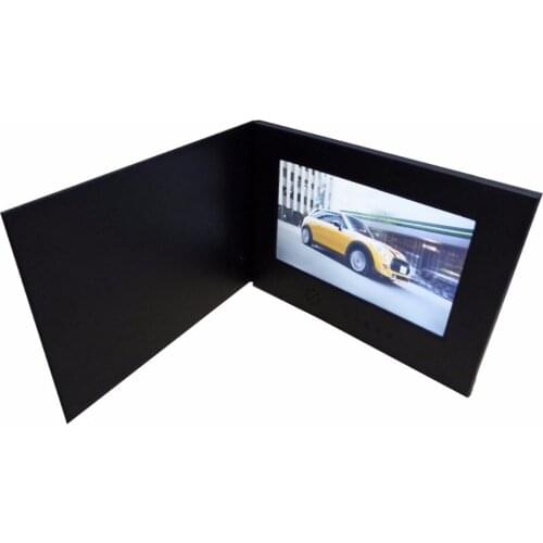 Custom production10.1" High grade leather video Brochure Universal Video Greeting Cards watching booklet for Advertising busines