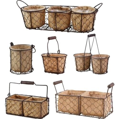 Iron Hanging Flower Pot Flower Basket Fruits Snack Breads Storage Container for Home Wedding Party Dining Room Decor