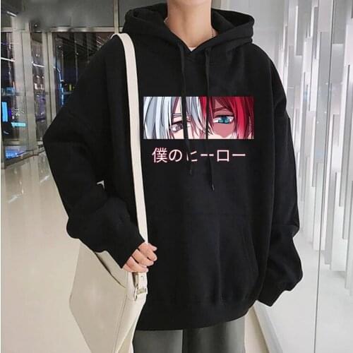 My Hero Academia Shoto Todoroki Eyes Graphic Hoodies Sweatshirts Women Japan Cartoon Streetwear Oversized Winter Pullover Male