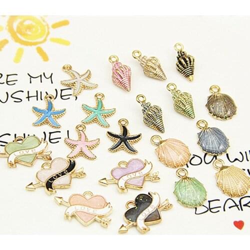 12pcs/lot fashion Heart Sea Shell Star Necklace Pendants for Jewelry Making Bracelet Earring Accessories Handmade DIY Crafts