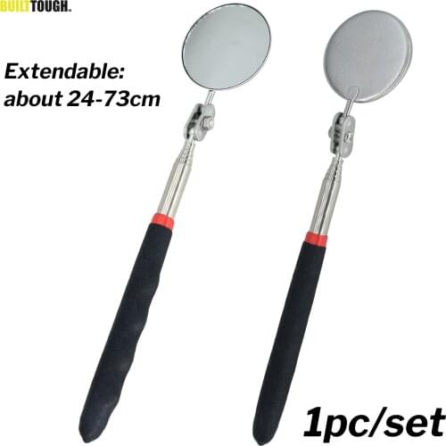Utility Retractable Telescopic Inspection Flexible Round Mirror Silver Pocket Clip New Car Tools Extend 7-1/4" to 30" DIY TOOL