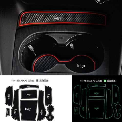 Anti-slip Non-slip Rubber Decorative Cup Holder Sticker Gate Slot Pad Door Groove Mat for Audi A3 2014-2018 Cat Styling 9 Pcs