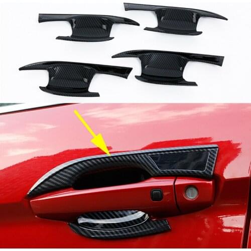 Car Door Handle Bowl Cup Cover Accessories Fit For Mitsubishi Eclipse Cross 2018 2019 2020 Carbon Fiber Trim Moulding