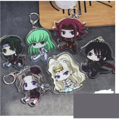 Code Geass Keychains R2 ZERO Lelouch of The Rebellion Anime Figures Acrylic Key Chains Cartoon Bag Car Keychain Pendant Gift