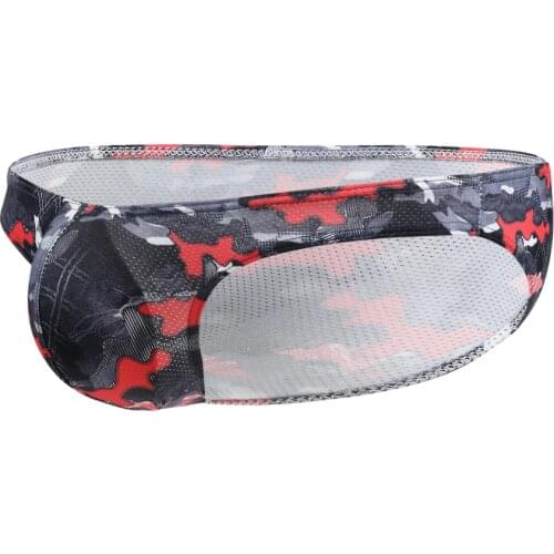 Men Brief Sexy Mens Mesh Printed Underwear Male Cueca Masculina Ropa Interior Hombre Gay Underpants Man Calzoncillos Slip E-073