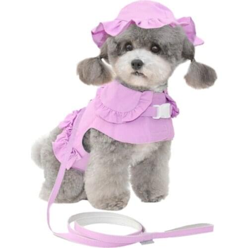 Dog Herness Vest Pet Dog Lead Leash Summer Dog Hat Cap Puppy Yorkshire Poodle Bichon Pomeranian Schnauzer Clothes Pet Clothing