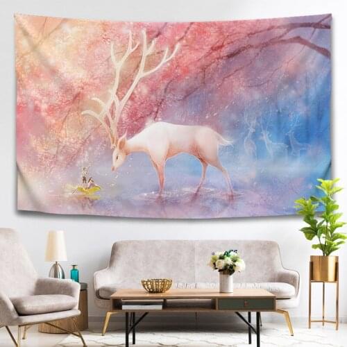 Classic Nordic Style Totem Tapestry Elk Wolf Head Leopard Head Background Cloth Abstract Auspicious Shawl Beach Towel