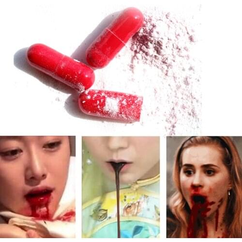 Halloween Fake Blood capsule Pills Realistic Red Blood Pills Capsules Cosplay Party Horror Funny Props Safety Scary Funny Trick