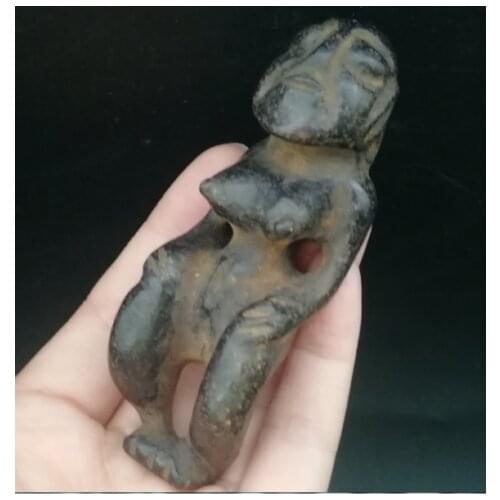 China Hongshan Culture Meteorite woman Exquisite Hand carved Pendant