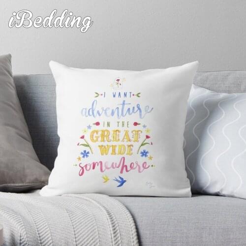 Beauty And The Beast Adventure Typography Throw Pillow Cushion Cover Polyester Throw Pillows Case On Sofa Home Decor