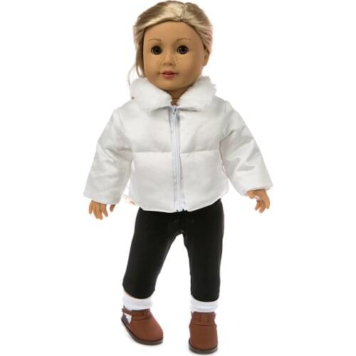 Doll Clothes 2 Pcs/Set White Jacket+Black Jeans Suit Fit 18 Inch American&43 Cm Baby New Born Doll Logan Boy Generation Girl`s