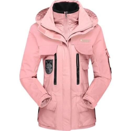 Womens Winter 2 Pcs Inside Cotton-Paded Jackets Outdoor Sport Waterproof Thermal Hiking Ski Mountain Climbing Windbreaker Coat