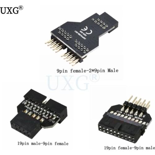 Motherboard USB2.0 9-pin to USB3.0 19pin front panel plug-in connector USB 3.0 19/20pin to USB 2.0 9pin conversion adapter