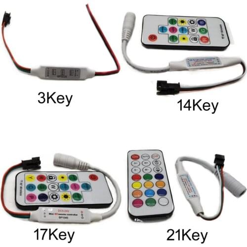 Mini 3key RF 14key 17key 21key Led Pixel Strip DC5-24V Light Controller For WS2811 WS2812B SK6812 6803 With Remote Controller