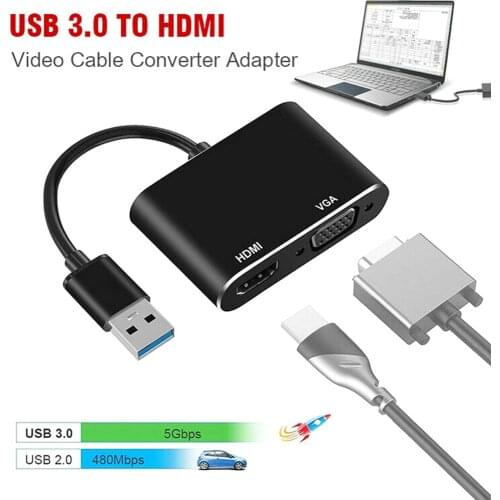 Multi-function USB 3.0 to HDMI Converter Double Screen Display Video Adapter Support Screen Synchronization for Windows10/8/7/XP